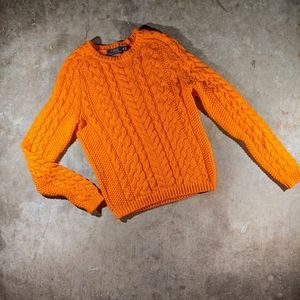Polo Ralph Lauren Orange Cable Knit Sweater sz M